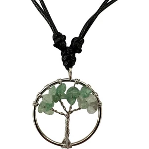 Tree Of Life Green Aventurine Quartz Crystal Pendant Necklace Chain Jewellery - Picture 1 of 3