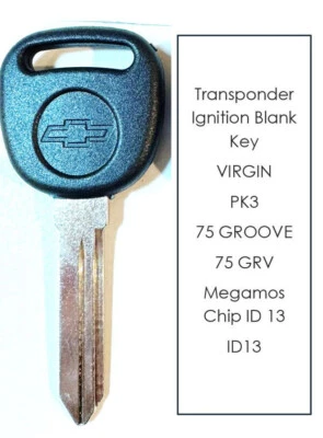 Pontiac Bonneville 2001 Car Ignition PK3 ID13 TRANSPONDER CHIP BLANK KEY id 13 - Image 1 of 4