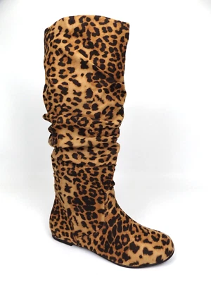 Sapato Bota Soda Feminino Zuluu - S Moda Desleixada, Tamanho 5.5 Médio, Cheetah-Tan NOVO - Imagem 1 de 4