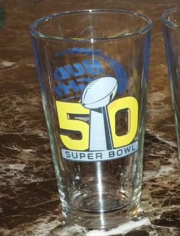 1 Super Bowl 50 Broncos vs Panthers NFL Bud Light Souvenir Beer Pint Glass Cover