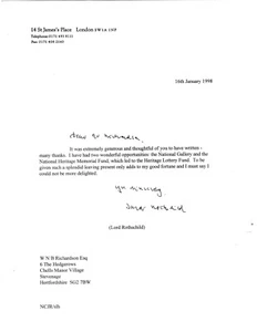 4th Lord Jacob Rothschild Signed Letter 1998 / Autographed Banker - Picture 1 of 1