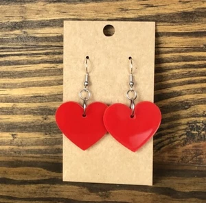 Handcrafted Laser Cut Red Acrylic Dangle Earrings  - Picture 1 of 5