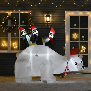 5ft Christmas Inflatable Polar Bear Penguin Lighted for Home Indoor Outdoor