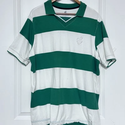 Camisa Polo Rocawear Para Hombres 2XL De Colección Logo Grande Verde/Blanco Rayas Y2K Hip Hop Foto 1 de 4