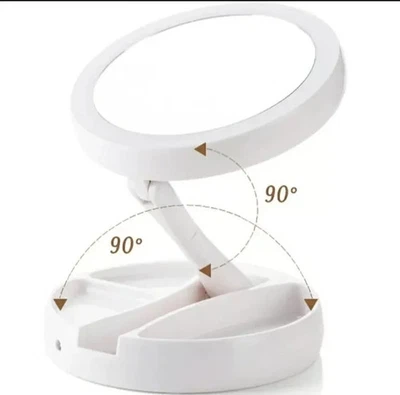 Doppio Specchio LED Trucco Cosmetici 10X Ingrandimento - Immagine 1 di 3