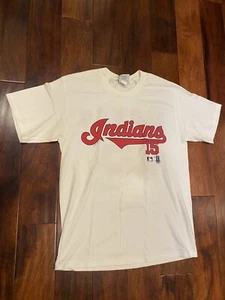 vtg Cleveland Indians Sandy Alamar number 15 T-shirt Lee Sport Nutmeg Sz L - Picture 1 of 9