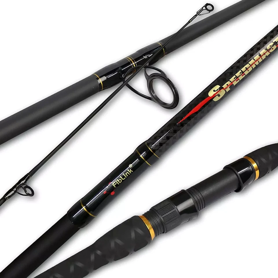 Surf Spinning Rod 2PC/4PC Solid Carbon Fiber Travel Fishing Pole 9/10/11/12/15FT - Image 1 of 4
