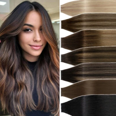 Cinta en extensiones de cabello humano real Remy 60 un. 150G cabeza completa piel trama balayage Foto 1 de 4