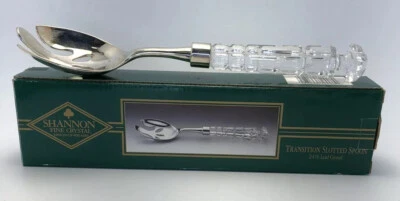 New Shannon Fine Crystal Transition Serving Spoon Slotted 10" 1242P Godinger - Image 1 of 4