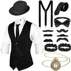 SATINIOR 1920s Mens Costume Set 20s Accessories Halloween Clothing Outfit wit...