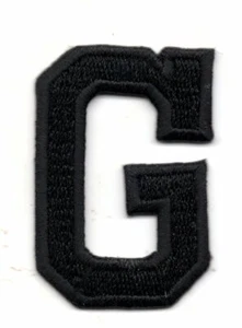 BLACK BLOCK LETTER "G" (1 7/8") - Iron On Embroidered Applique Patch - Picture 1 of 1