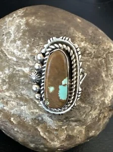 Mens Womens Blue Turquoise#8 Navajo Sterling Silver Ring Size 11 16895 - Picture 1 of 11