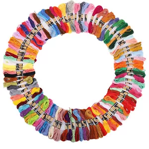 100x Thread CrossStitch Floss MultiColor Polyester Cotton Skeins 8 Meter - Picture 1 of 16