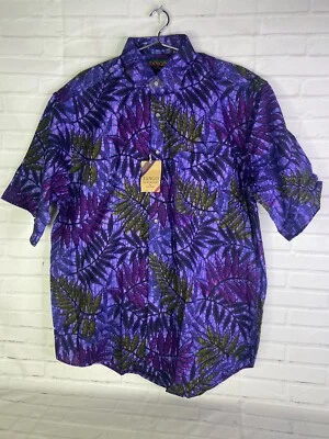Tango by Max Raab Leaf Print Short Sleeve Button Up Shirt USA Made Mens Size L - Image 1 of 4