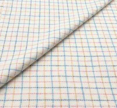 White Pink Check Mixed Wool Fabric Tweed Fabric Upholstery Cushion Curtain 300g - Image 1 of 4
