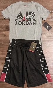 NWT Nike Jordan Boys YSM Red/Black/Gray/White FLIGHT Shorts Set Small - Picture 1 of 4