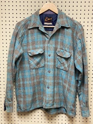 复古羊毛尼龙亚麻混纺衬衫 Hipster Don Manly 男式大号 16-16.5 — 第 1/4 张图片