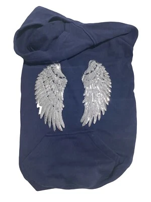 Sudadera con Capucha Wings Angel Glitter Cupido Película Pop Música Azul Marino Grande Foto 1 de 3