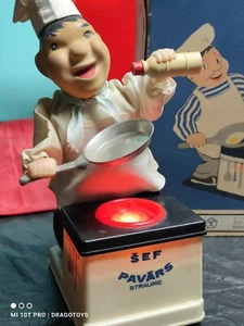 VINTAGE TOY CHEF COOK STRAUME SEF PAVARS BATTERY OPER. 70'S  RUSSIA LATVIA + BOX - Picture 1 of 24
