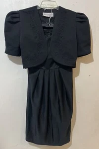 Vtg Jessica Howard Dress 10 Black LBD Strapless w/Jacket Mitchell Rodbell *Flaws - Picture 1 of 20