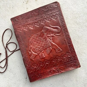 Red Leather Journal Embossed Elephant Junk Travelers writing book antique Diary - Picture 1 of 8