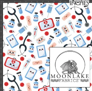 Medical - Cute Items, Nurses Doctors, 100% Quality Cotton Poplin Fabric - Picture 1 of 2
