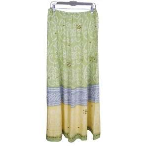 NEWPORT NEWS Women Skirt M Maxi A-Line Pull On Crinkle Sequins Beads Boho Hippie - Picture 1 of 9