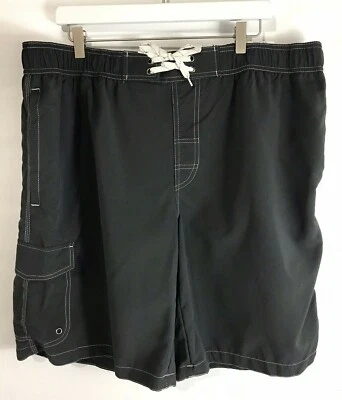 St Johns Bay Lined Swim Trunks NEW Gray Pockets NWT SZ XXL - Image 1 of 4