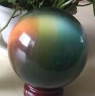 Hot Cat's Eye 100Mm Crystal Ball Orb Sphere Display-Multicolor +Stand
