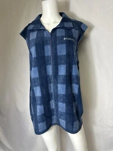 NWT COLUMBIA FLEECE VEST SIZE LARGE BLUE PLAID - Picture 1 of 4
