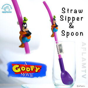 Goofy Spoon Sipper Straw NEW vintage by Applause Mickey Mouse Disney 