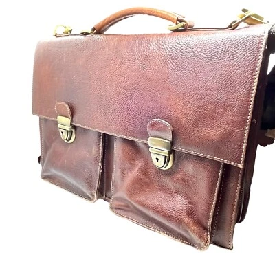 Wilson's Messenger Bag Satchel Briefcase Leather Unisex Brown Leather Vintage  - Image 1 of 4