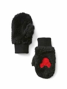 Disney Baby Gap Minnie Mickey Mouse cozy Fleece mittens Black Size s/m 3T-5T