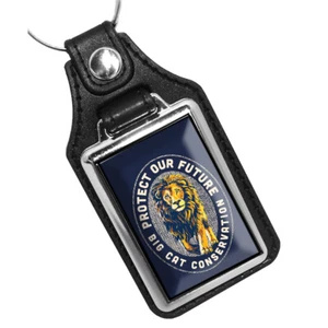 Protect Our Future Tiger Lion Big Cat Conservation Design Key Chain Key Ring - Picture 1 of 3