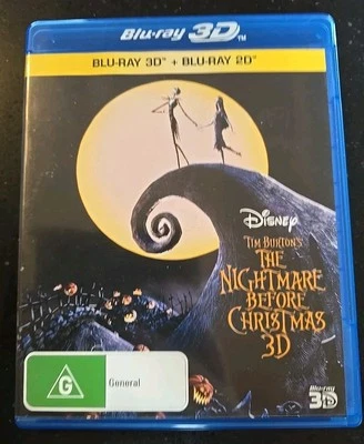 The Nightmare Before Christmas (3D & 2D Blu-ray, 1993) VGC Region B 2 Disc - Image 1 of 2