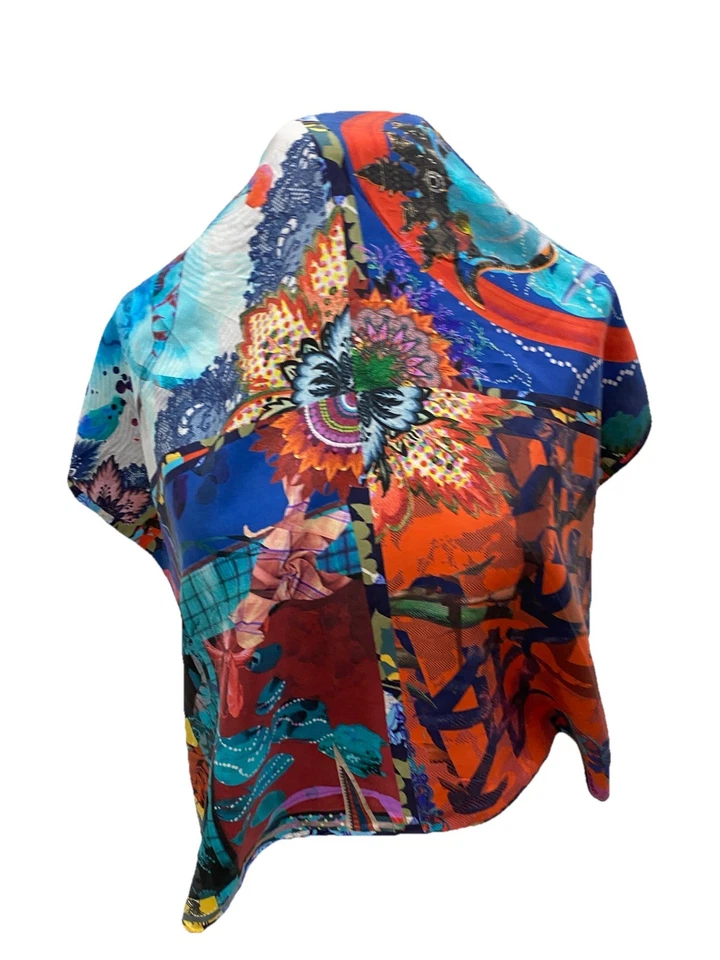 S1#Christian Lacroix bufanda de seda multicolor 26/25 pulgadas Foto 1 de 4