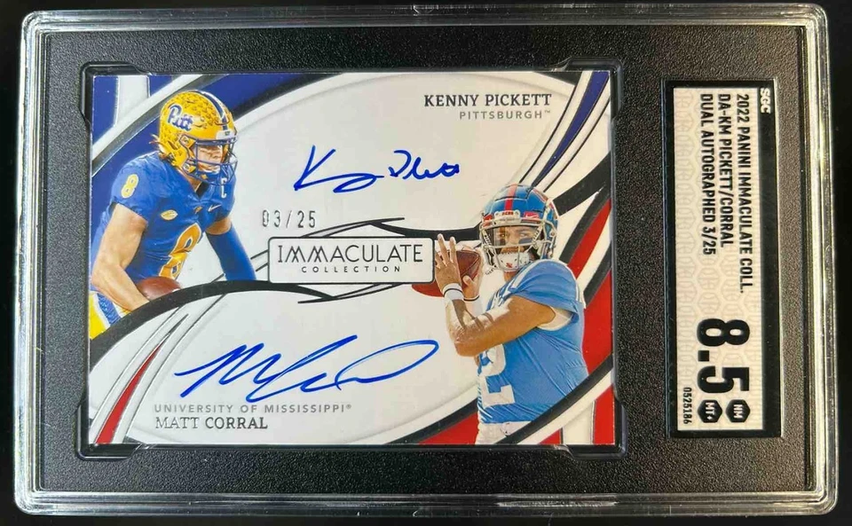 2022 Immaculate Collegiate Kenny Pickett Matt Corral Dual Auto #3/25 SGC 8.5 - Image 1 of 2