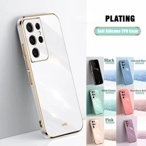 For Samsung S25 Ultra S24 S23 S21 Ultra Luxury Plating Soft TPU Phone Case Cover - Picture 1 of 29