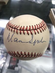Warren Spahn Autographed Signed Official MLB Baseball most wins by lefty Braves