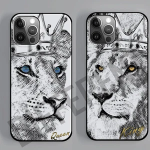 Cover KING QUEEN, custodie cellulare di coppia, lui e lei, love, LEONE LEONESSA - Imagen 1 de 3