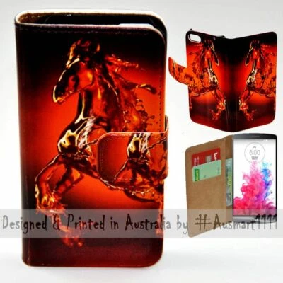 Funda tipo billetera con estampado de tema de caballo de agua para teléfono móvil serie LG - Foto 1 de 3