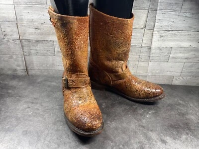 Винтажная обувь компании ботинки женщин 7 M коричневый искусственно состаренный треск кожи комфорт - Изображение 1 из 4