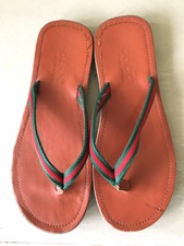 Mens Designer GUCCI Leather Sole Flip Flop Thongs Size 8