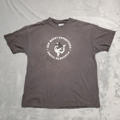 VTG Sea Quest Shirt Men XL Faded Black Single Stitch Orca Whale Made in USA READ - Image 1 of 4