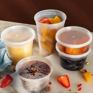 12oz Round Clear Plastic Deli Food/Soup Restaurant Storage Container Cup 48 sets - Picture 1 of 19