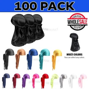 100x Venta al por mayor satinado sedoso suave Durag Wave Cap Doo Trapo Motociclista Head Wrap - Imagen 1 de 23