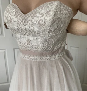 Wtoo Watters Siobhan Ivory/Latte Wedding Dress Sz 10 - Picture 1 of 10