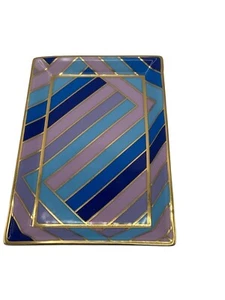 Jonathan Adler Untersetzer Tablett rechteckig Scala geometrisch Handarbeit selten rosa blau - Bild 1 von 7