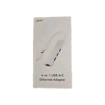 Acer 4-in-1 USB A/C Ethernet Adapter Hub RJ45 + 3 USB 3.0 Ports New Sealed - Image 1 of 4