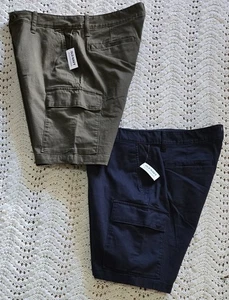 Lot of 2 NEW Old Navy Mens Lived-In Straight Cargo Shorts Sz 33 Green Blue Flex  - Picture 1 of 18